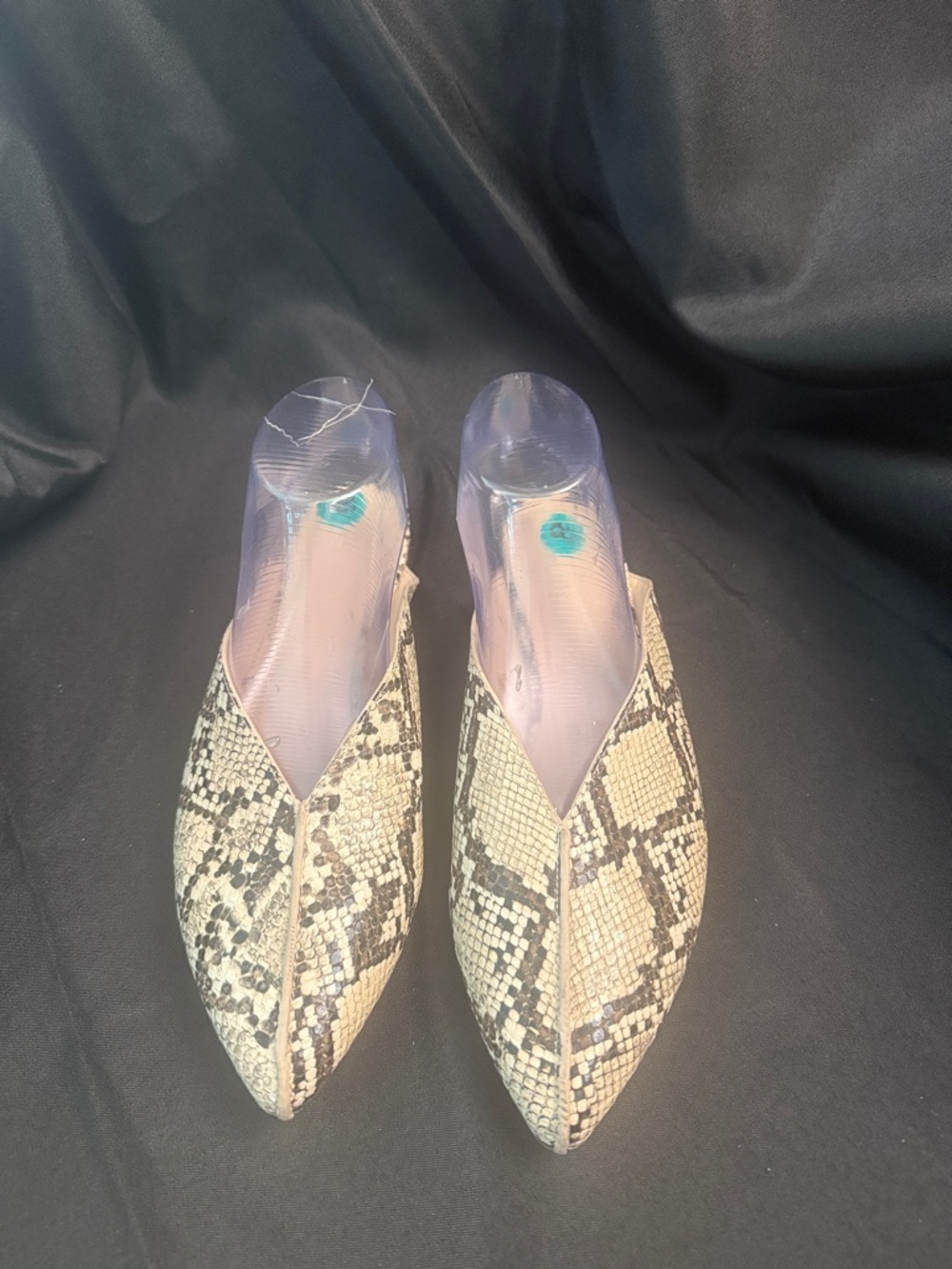 H Halston Snakeskin Patterned Women's Mules